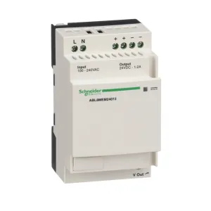 Regulated switch power supply, modicon power supply, 1 or 2 phase, 100...240V AC, 24В, 1.2А