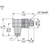 XZCC20MCM30B Male, 1/2 20UNF, 3 pin, кутовий роз’єм, кабельний ввід 