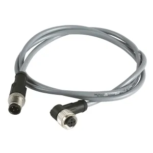 XZCRV1512041C1 Кабель-перемичка XZ, male straight M12 4 pin, female elbowed M12 4 pin, ПВХ 1 m Кабель-перемичка XZ, male straight M12 4 pin, female elbowed M12 4 pin, ПВХ 1 m